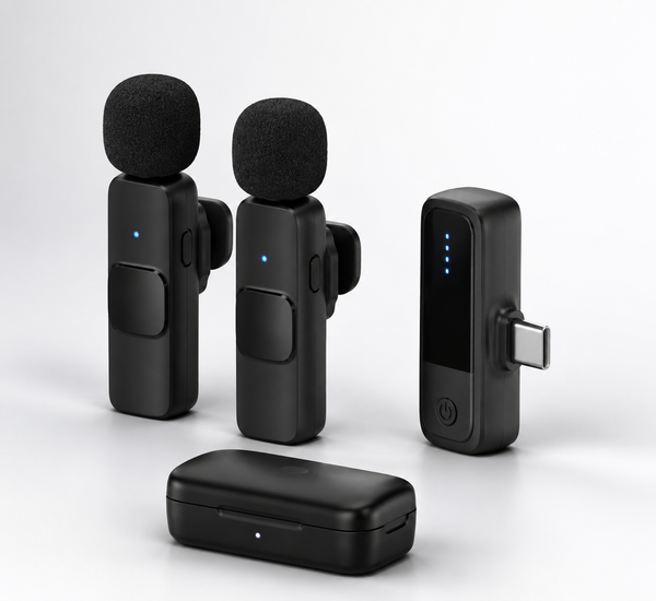 Professional Wireless Lavalier Microphone Plug and Play, with LED Power Display for Content Creators Recording, Live Streaming