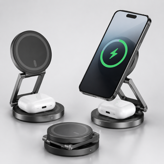 Essager Magnetic Wireless Charger with Holder – 15W Fast MagSafe Charging Stand for iPhone &amp; AirPods