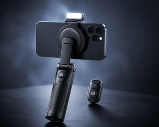 MagSafe Smartphone Handle Grip with Detachable Bluetooth Remote with Fill Light Anti-shake Selfie Handle for Iphone Android